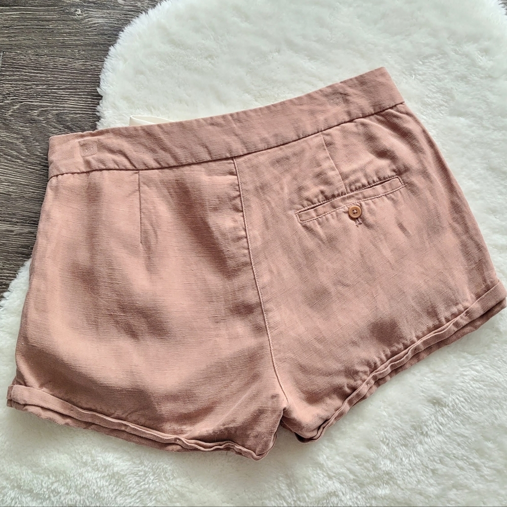 Aritzia Wilfred Allegra Lyocell Linen Blend Shorts in Nutmeg Sz 2 - Picture 5 of 12